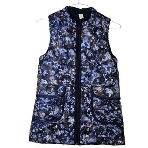 ivivva Lululemon Reversible Purple Blue Patterned Down Puffer Vest Girls 14